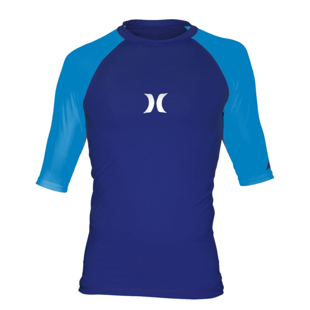 Hurley One & Only S/S Mens Rash Guard, Cyan-Navy, swatch