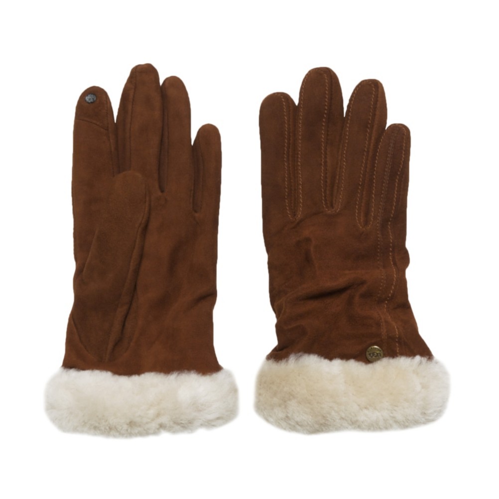 UGG Australia Classic Suede Smart Womens Gloves, Chestnut, medium
