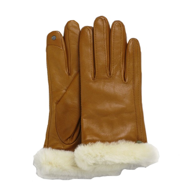 UGG Australia Classic Leather Smart Womens Gloves, Chestnut, medium