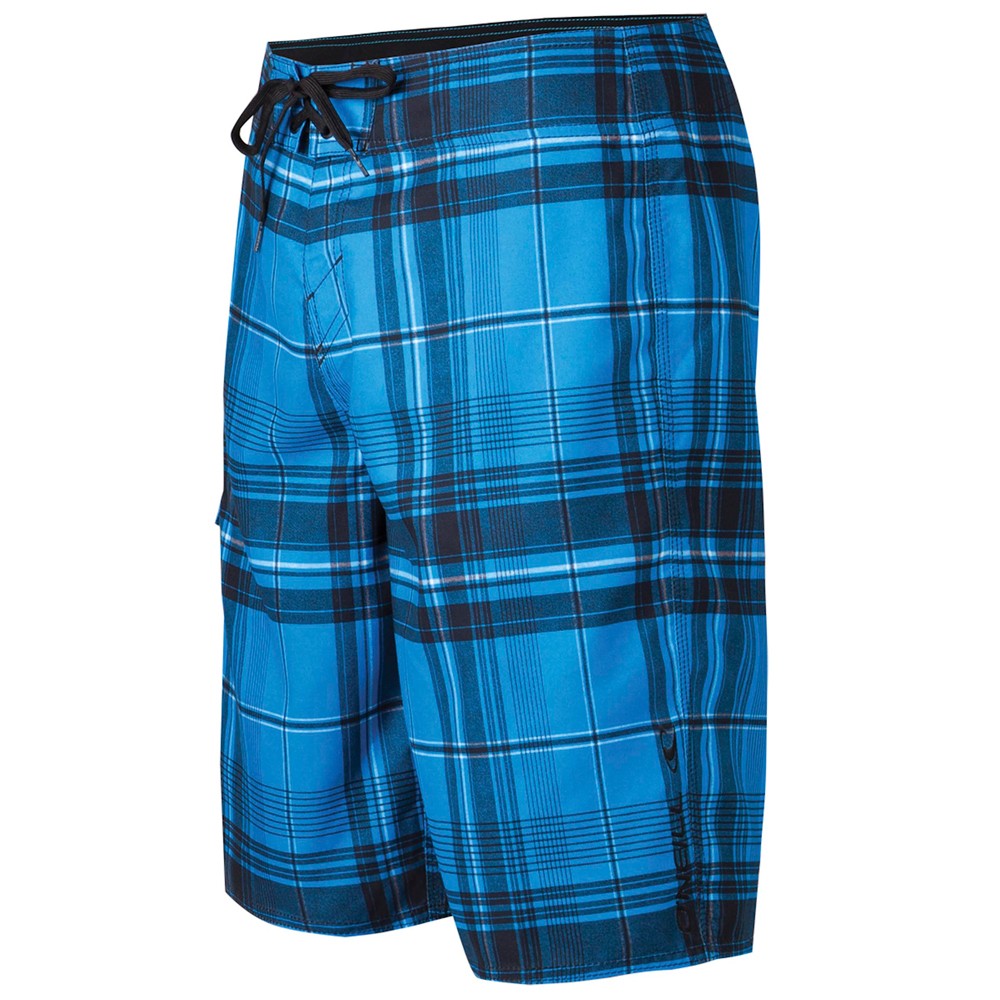 O'Neill Santa Cruz Plaid Board Shorts, Blue, swatch