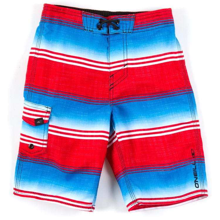 O'Neill Santa Cruz Stripe Boys Bathing Suit, Red, swatch