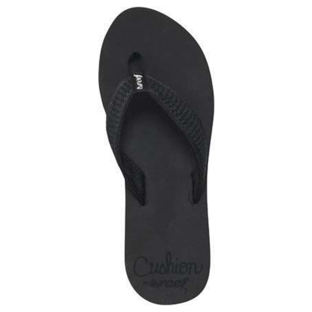 Reef Braided Cushion Womens Flip Flops, Black, swatch