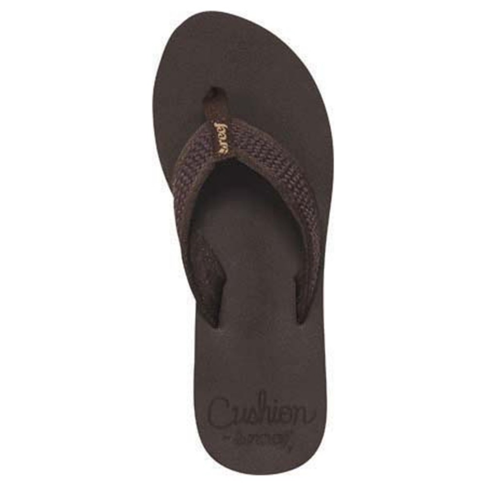 Reef Braided Cushion Womens Flip Flops, Brown, medium