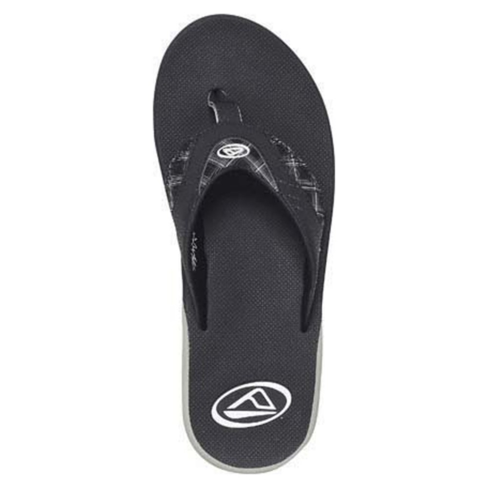 Reef Fanning Prints Mens Flip Flops, Black-Plaid, medium