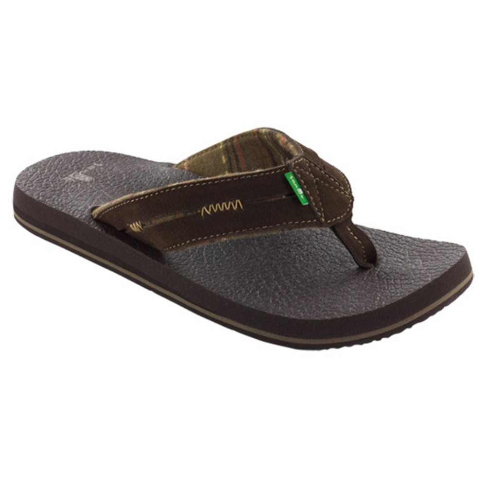 Sanuk Beer Cozy Split Mens Flip Flops, Chocolate, medium