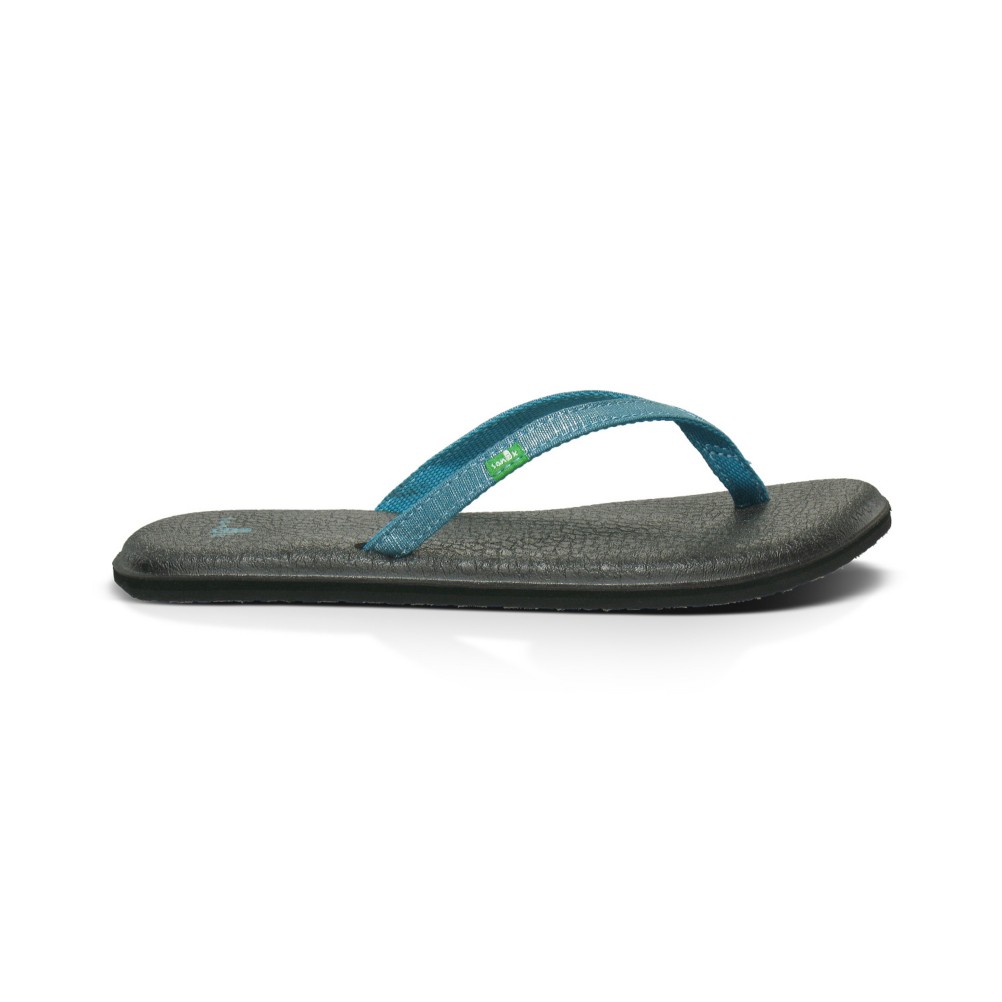 Sanuk Yoga Spree Womens Flip Flops, Teal, swatch