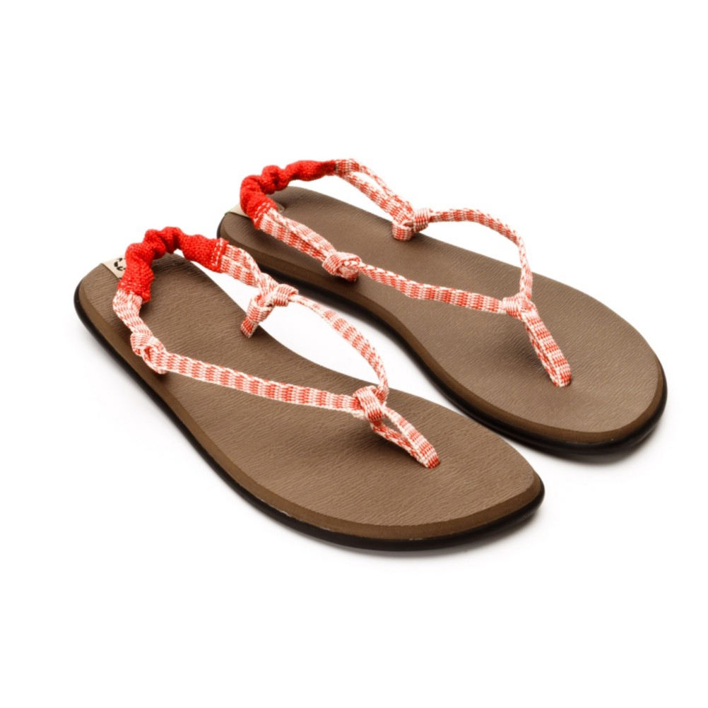 Sanuk Rasta Knotty Womens Flip Flops, Red-Cream, swatch