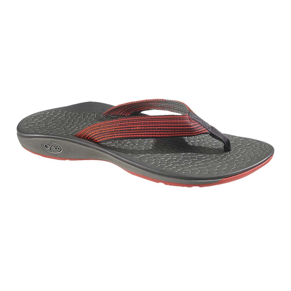 Chaco Fathom Mens Flip Flops, Deep Dive Red, swatch