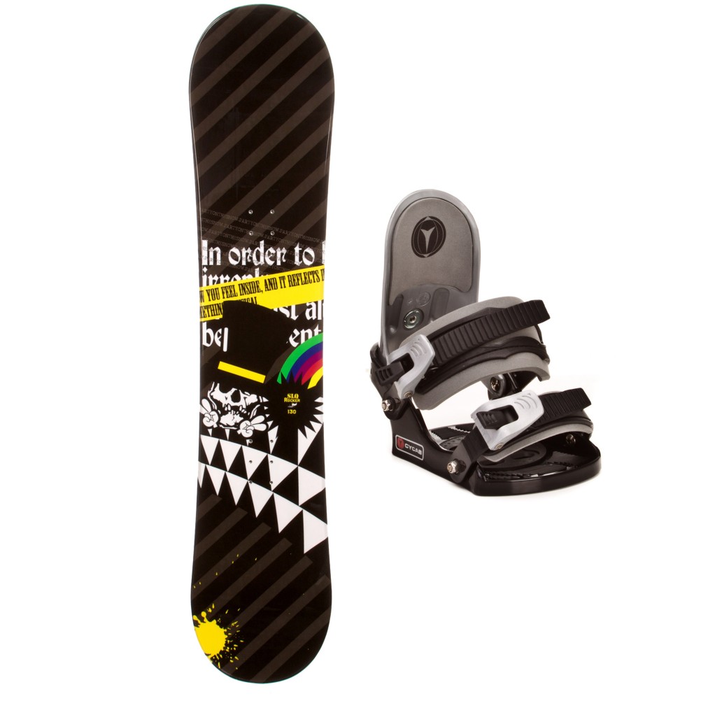 SLQ Black Rainbow Kids Snowboard and Binding Package, , medium