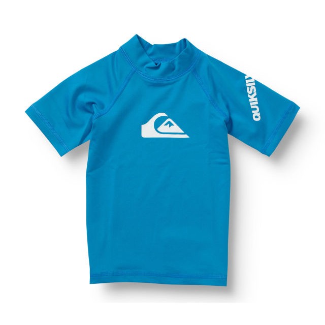 Quiksilver All Time Short Sleeve Rash Guard, Cyan, swatch