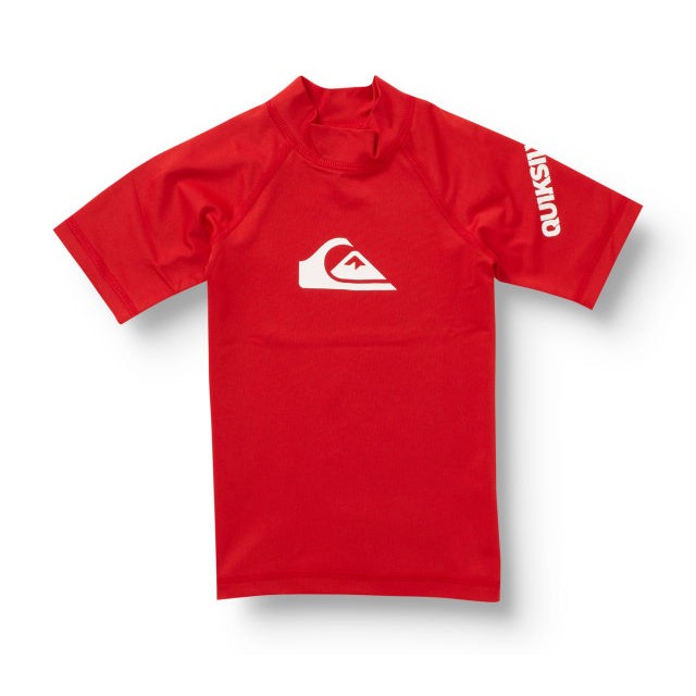 Quiksilver All Time Short Sleeve Rash Guard, Red, swatch