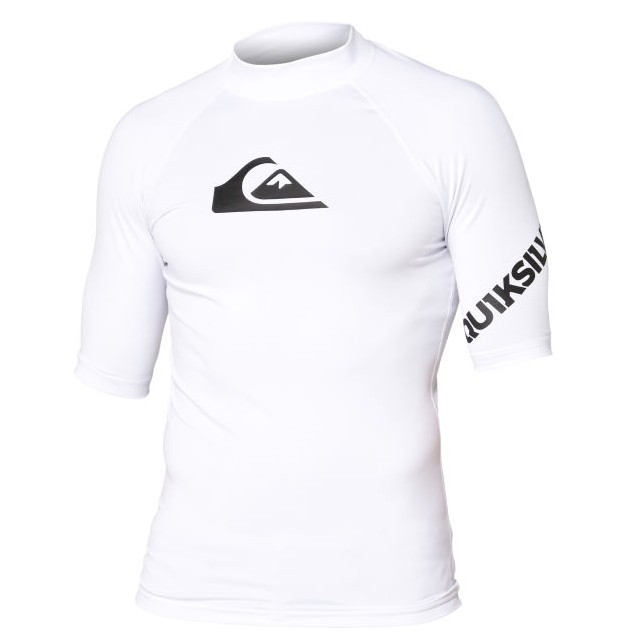 Quiksilver All Time Short Sleeve Mens Rash Guard, White, swatch