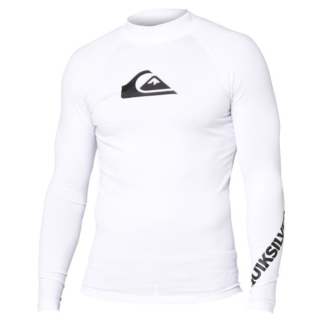 Quiksilver All Time Long Sleeve Mens Rash Guard, White, swatch