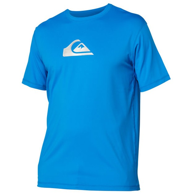 Quiksilver Solid Streak Short Sleeve Mens Rash Guard, Blue, swatch