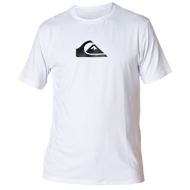 Quiksilver Solid Streak Short Sleeve Mens Rash Guard, White, swatch