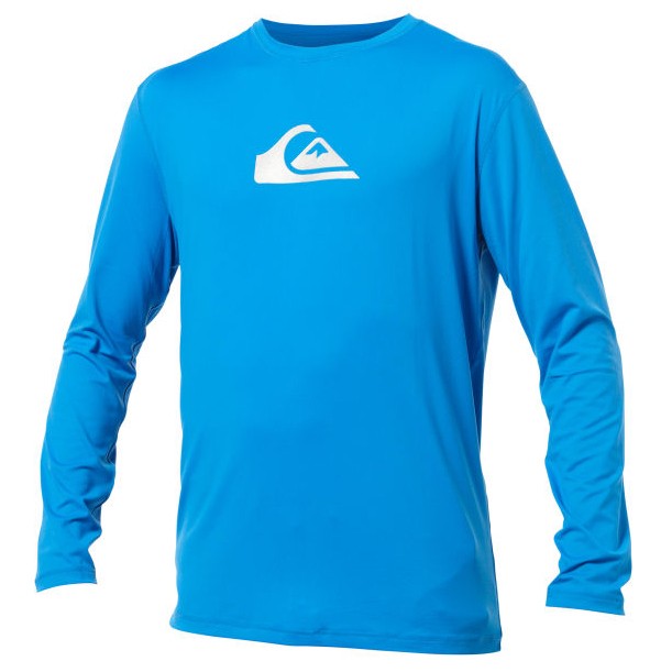 Quiksilver Solid Streak Long Sleeve Mens Rash Guard, Blue, swatch