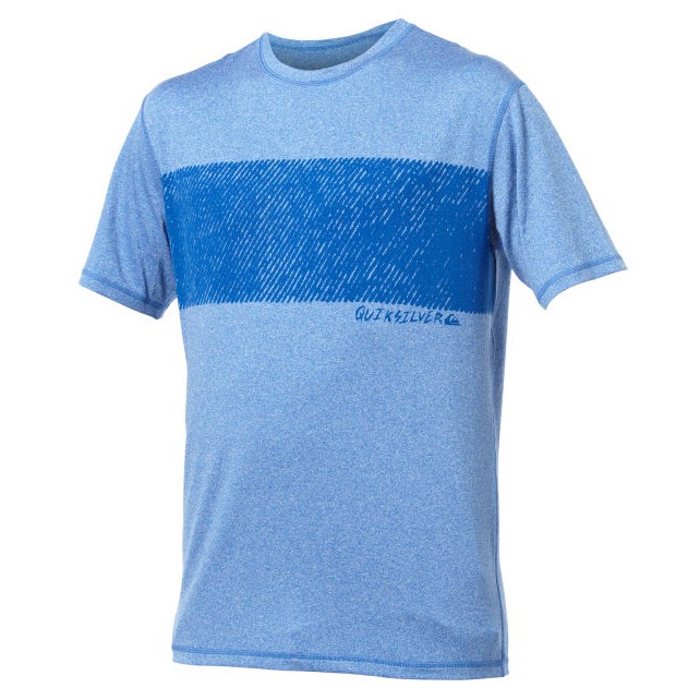 Quiksilver Line Up Short Sleeve Mens Rash Guard, Blue, medium
