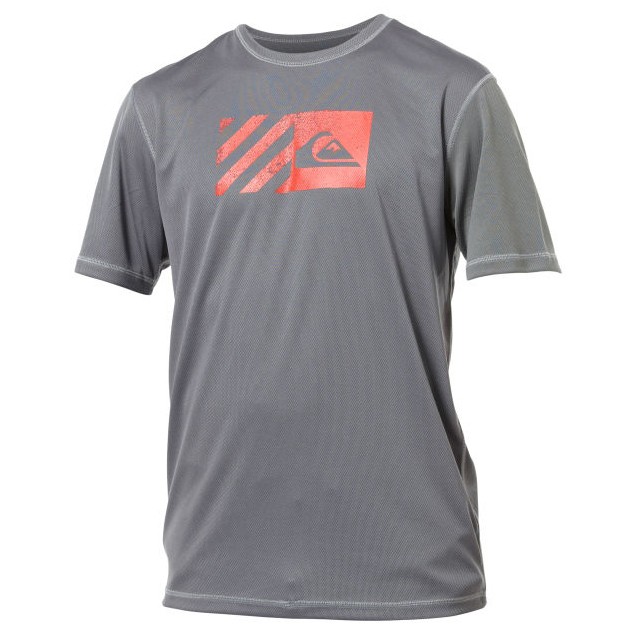 Quiksilver Back Track Short Sleeve Mens Rash Guard, Grey, swatch