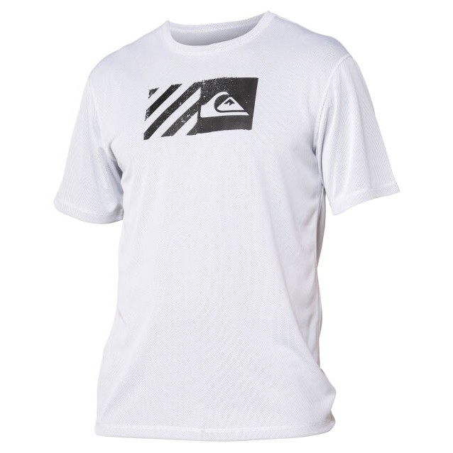 Quiksilver Back Track Short Sleeve Mens Rash Guard, White, swatch
