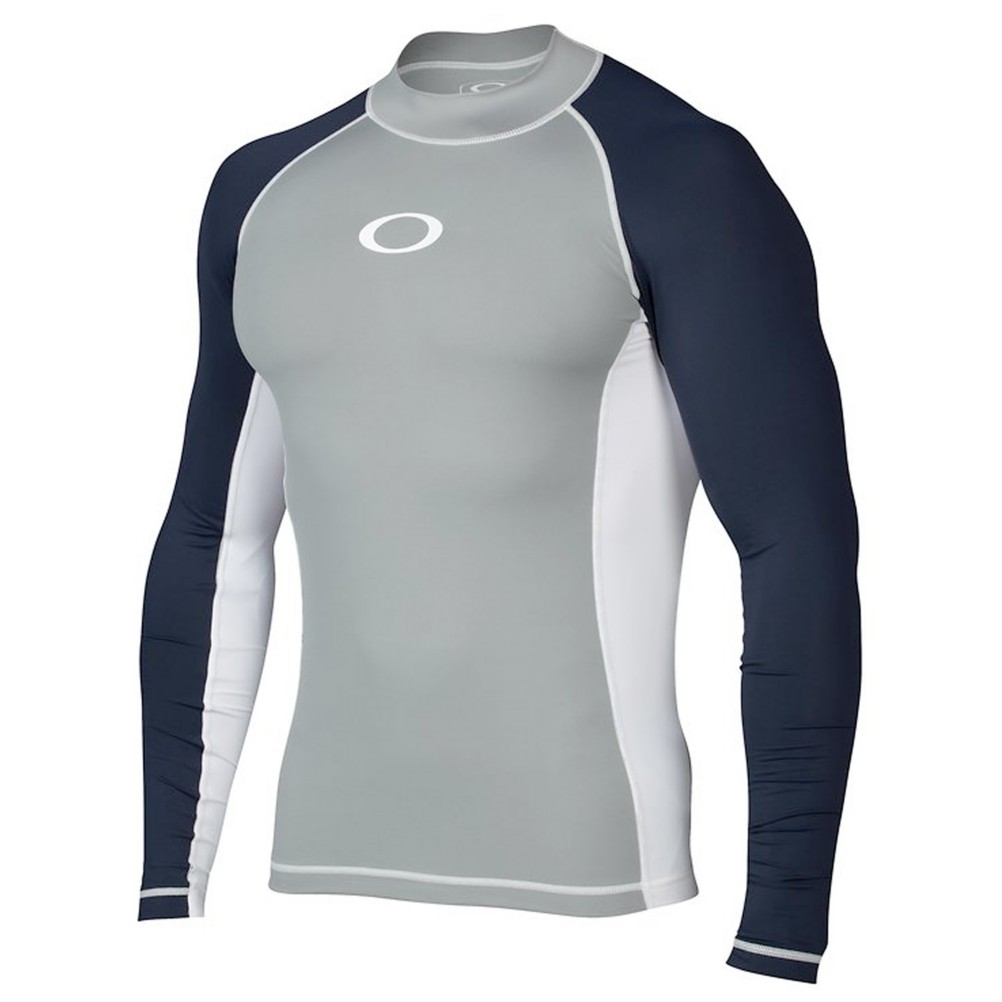 Oakley Pressure Long Sleeve Mens Rash Guard, Stone Gray, swatch