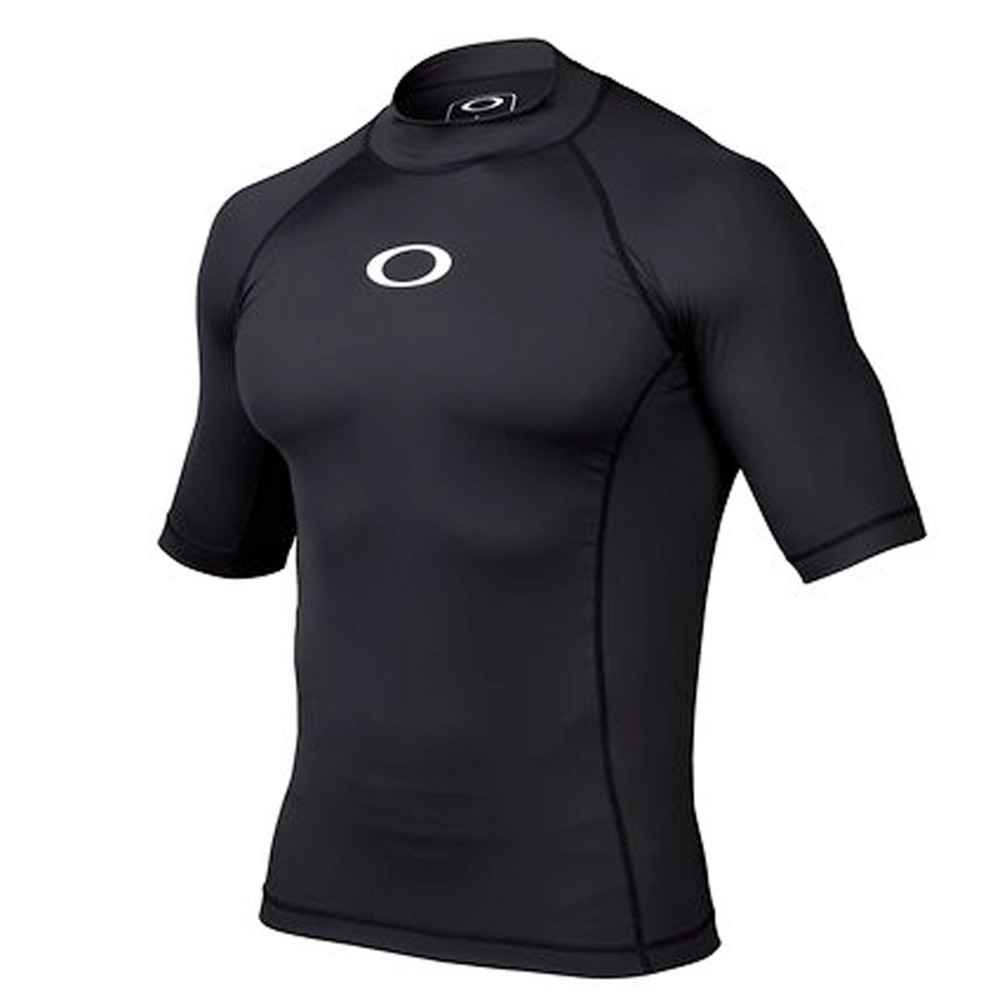Oakley Pressure Short Sleeve Mens Rash Guard, Jet Black, swatch