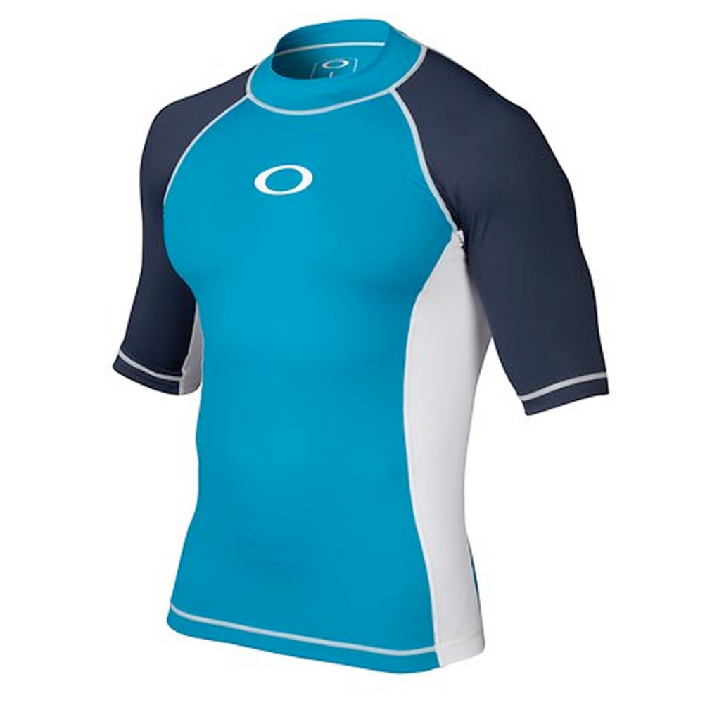 Oakley Pressure Short Sleeve Mens Rash Guard, Pacific Blue, swatch