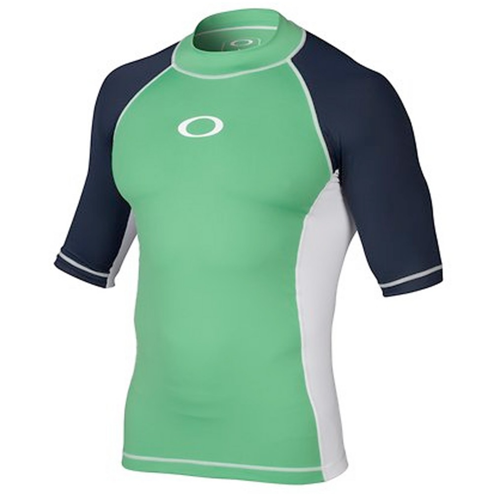 Oakley Pressure Short Sleeve Mens Rash Guard, Island Green, medium