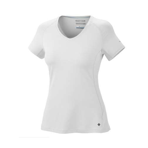 Columbia Total Zero S/S V-Neck Womens T-Shirt, White, swatch