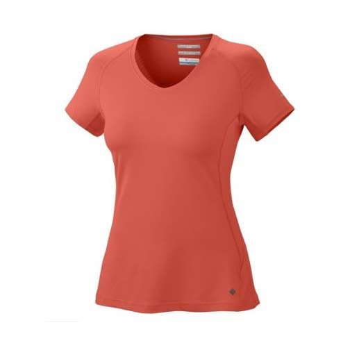 Columbia Total Zero S/S V-Neck Womens T-Shirt, Zing, swatch