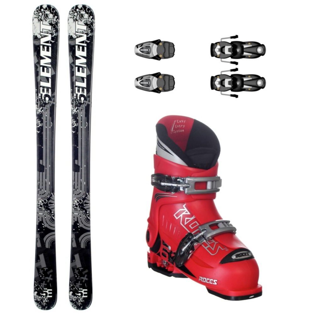 5th Element TXT Kids Ski Package, 19.0-22.0 - Red, swatch