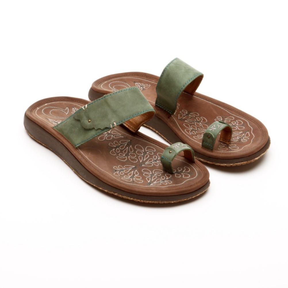 Olukai Hauhoa Womens Sandals, Dark Emerald-Dark Java, swatch