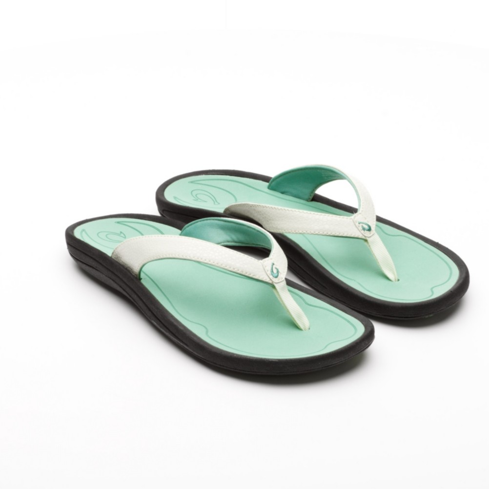 Olukai Kulapa Kai Womens Flip Flops, Pale Moss-Mangrove, swatch