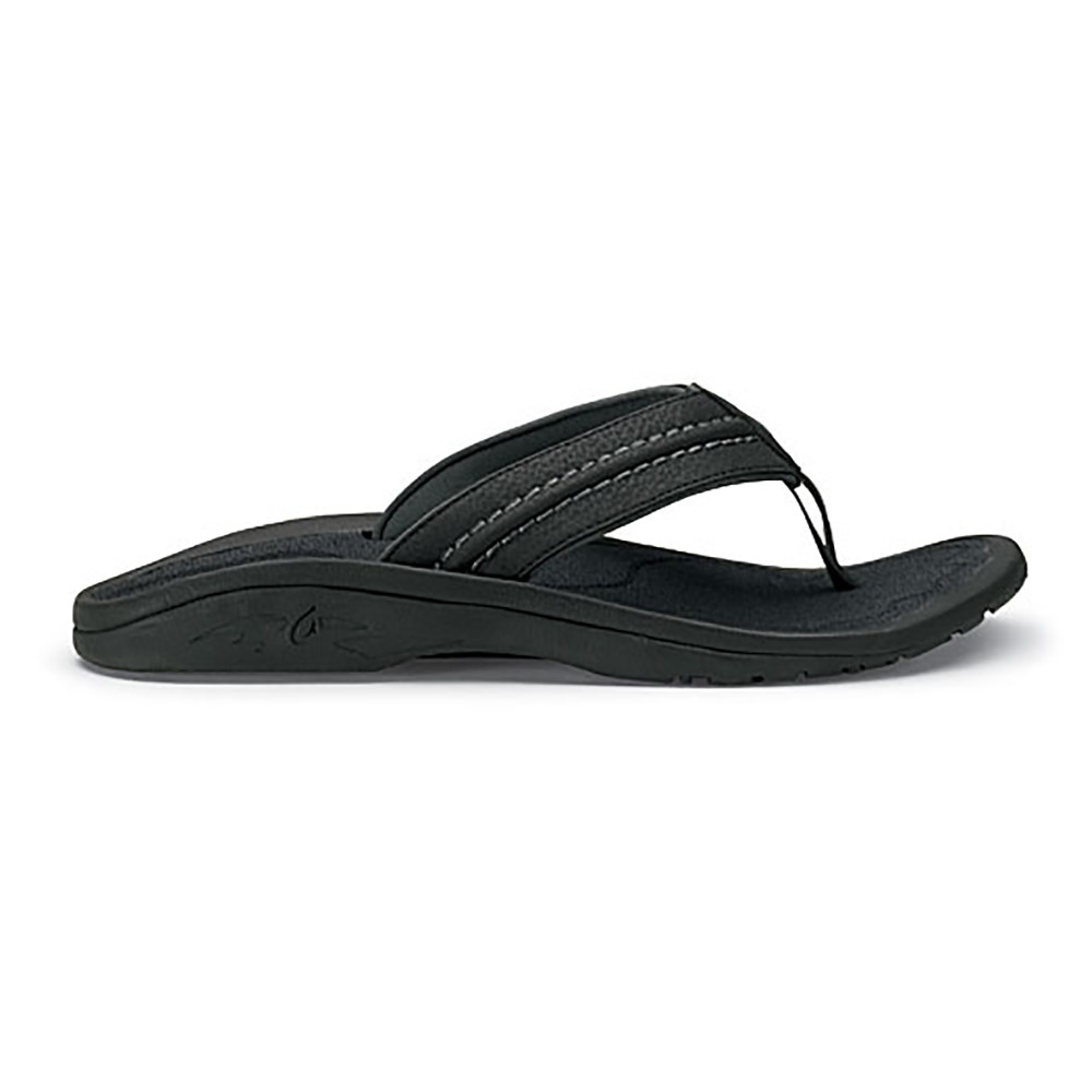 Olukai Hokua Mens Flip Flops, Black-Dark Shadow, medium