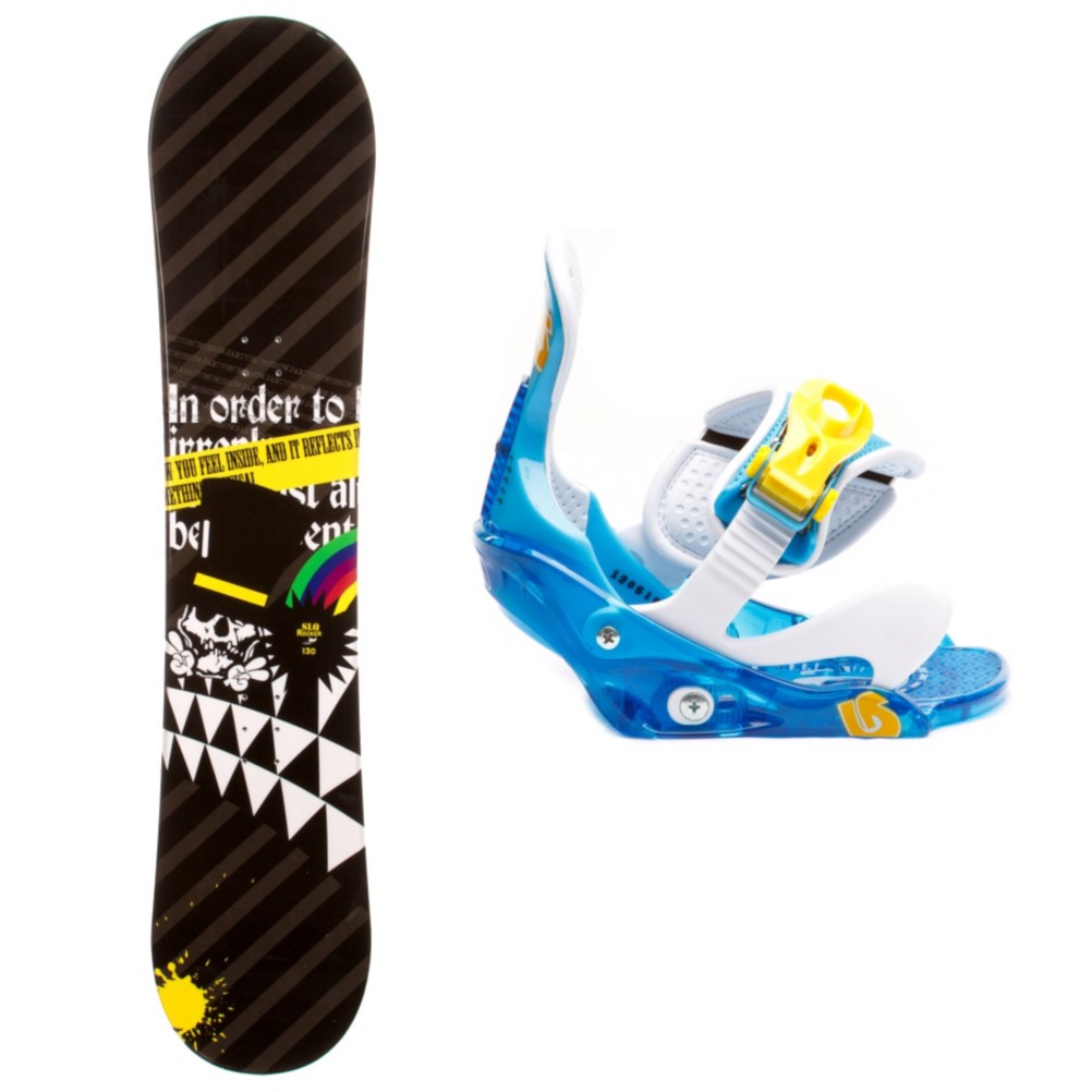 SLQ Black Rainbow Kids Snowboard and Binding Package 2013, , medium