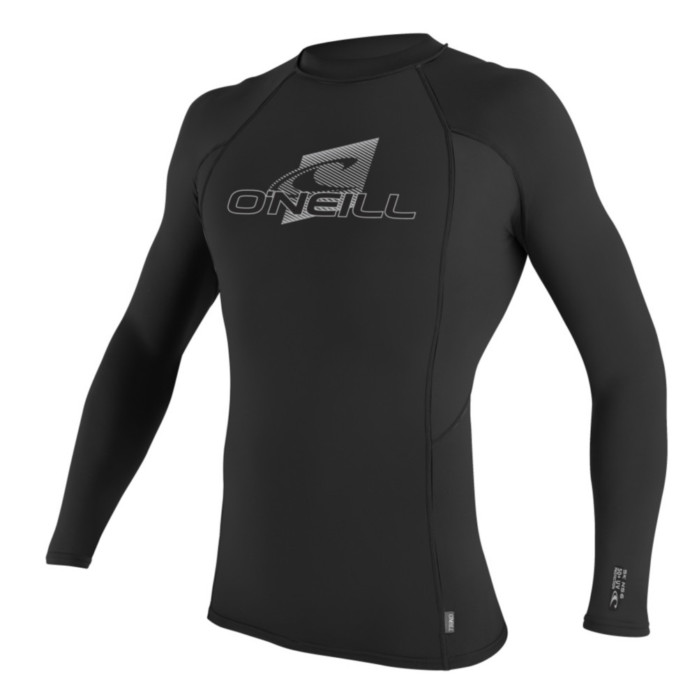 O'Neill Skins Long Sleeve Mens Rash Guard, Black-Black-Black, swatch