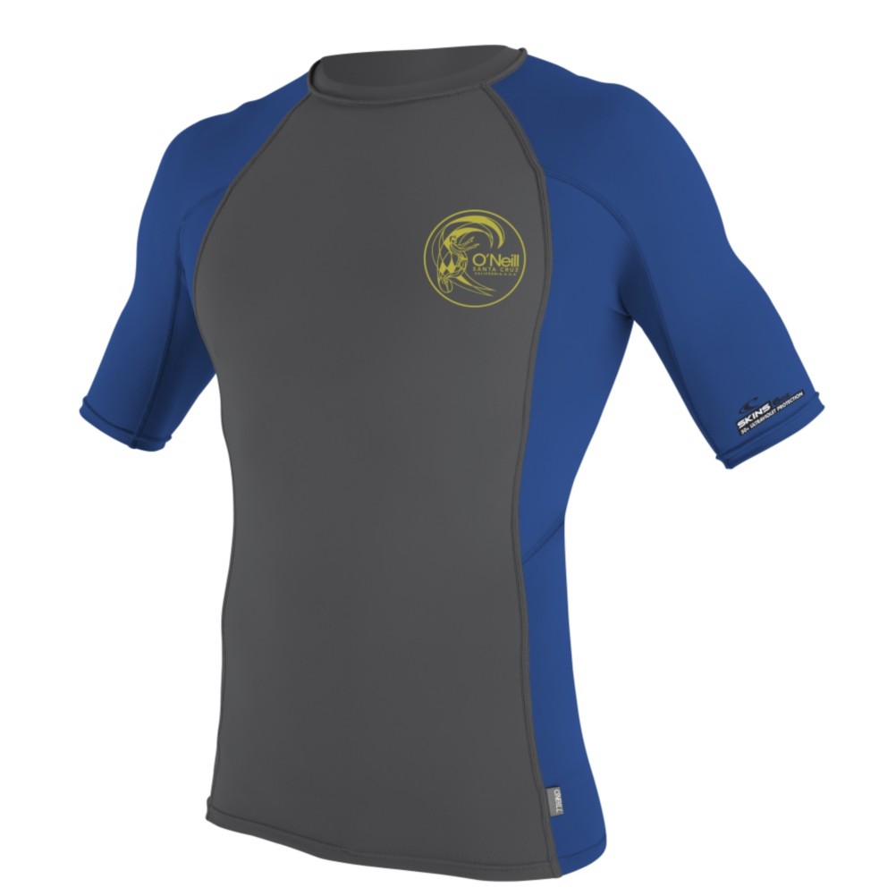 O'Neill Skins Graphic Short Sleeve Mens Rash Guard, Smoke-Fathom Blue-Smoke, swatch