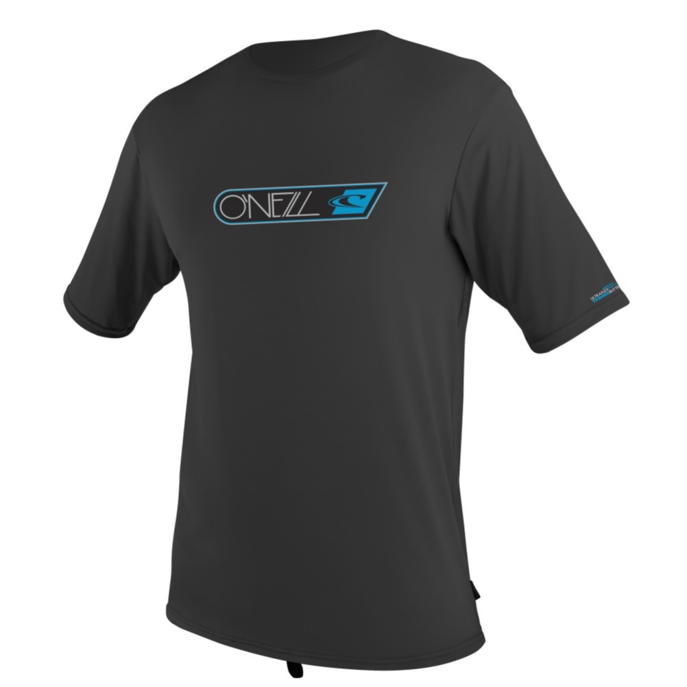O'Neill Skins Hyperfreak Short Sleeve Mens Rash Guard, Black, medium