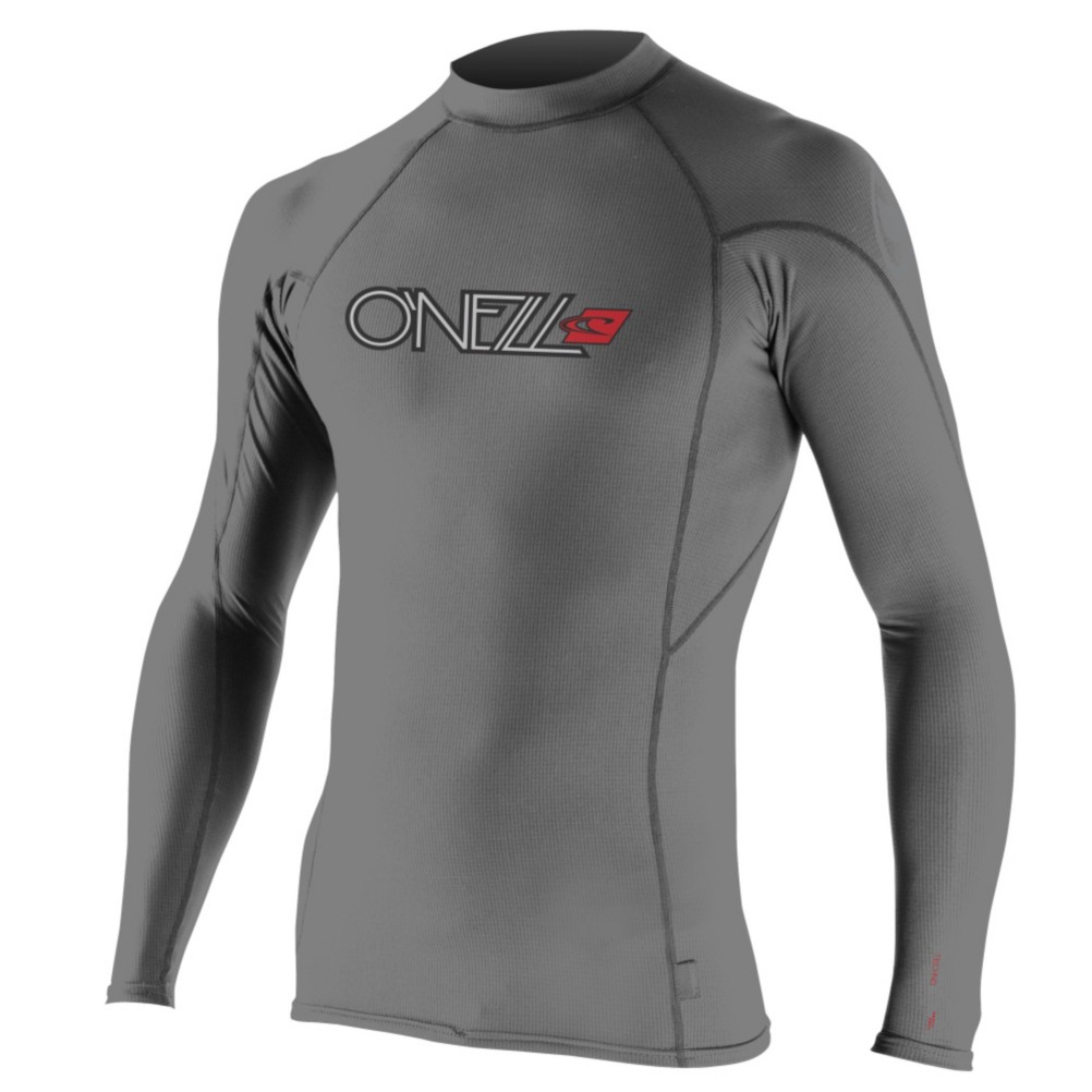O'Neill Skins Hyperfreak Long Sleeve Crew Mens Rash Guard, Graphite-Black, medium