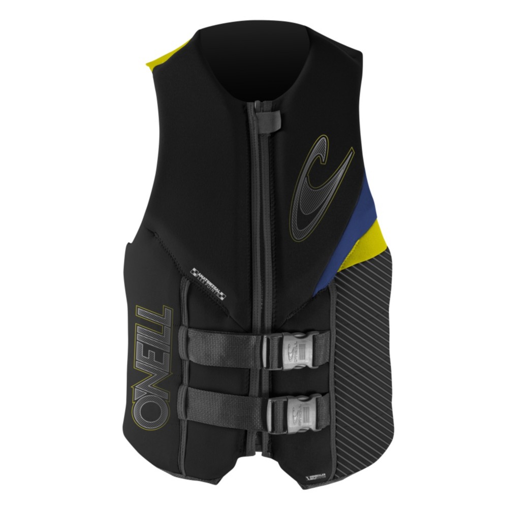 O'Neill Assault L.S. Adult Life Jacket 2013, Black-Pacific Blue-Yellow, swatch