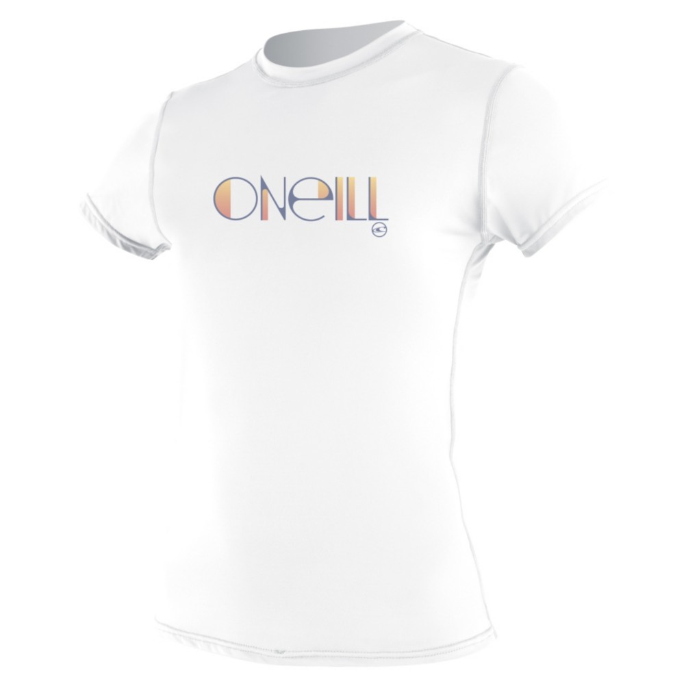 O'Neill Skins Short Sleeve Womens Rash Guard, White, swatch