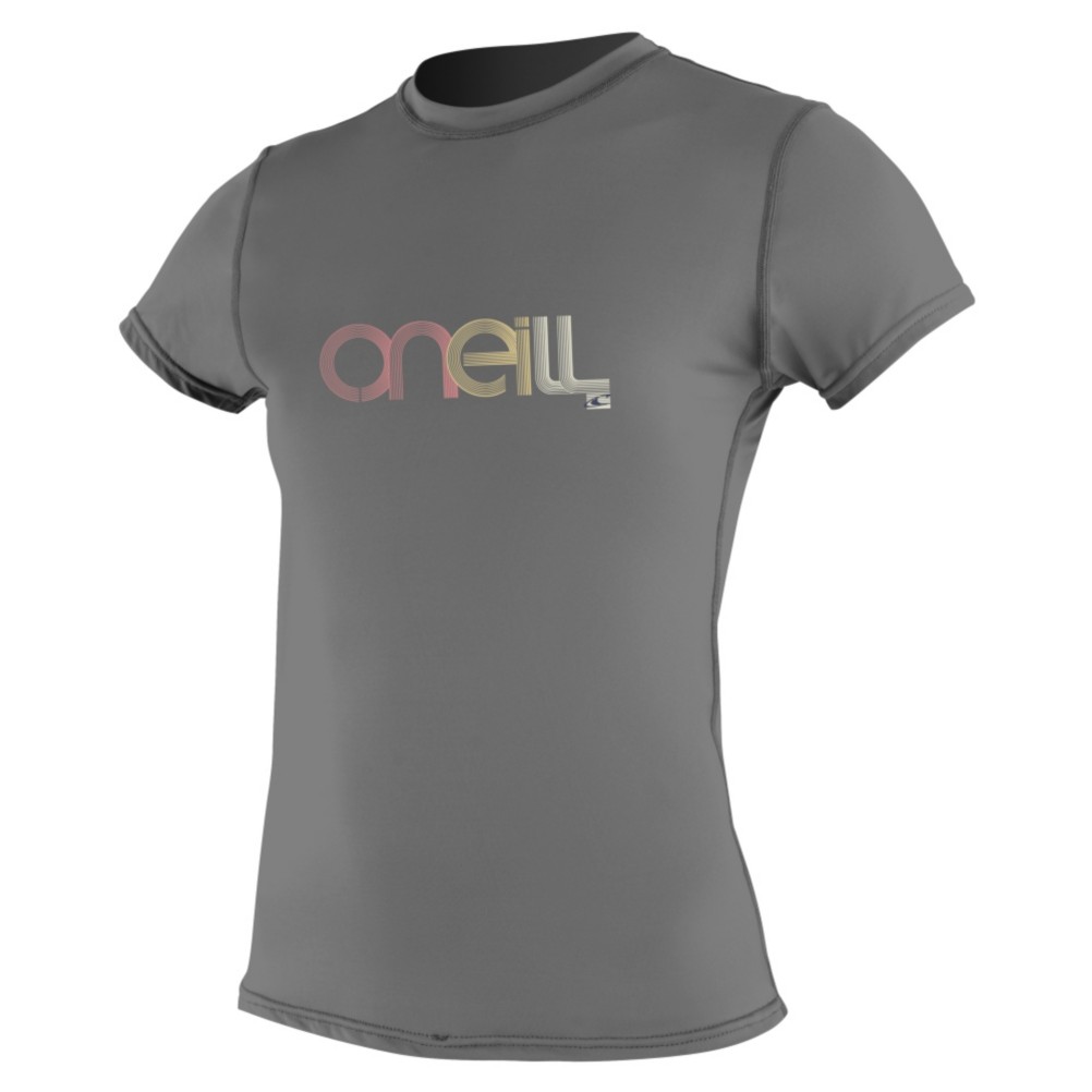 O'Neill 24/7 Tech Short Sleeve Crew Womens Rash Guard, Graphite, swatch