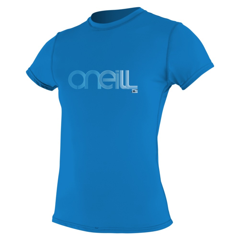 O'Neill 24/7 Tech Short Sleeve Crew Womens Rash Guard, Ruby Blue, swatch