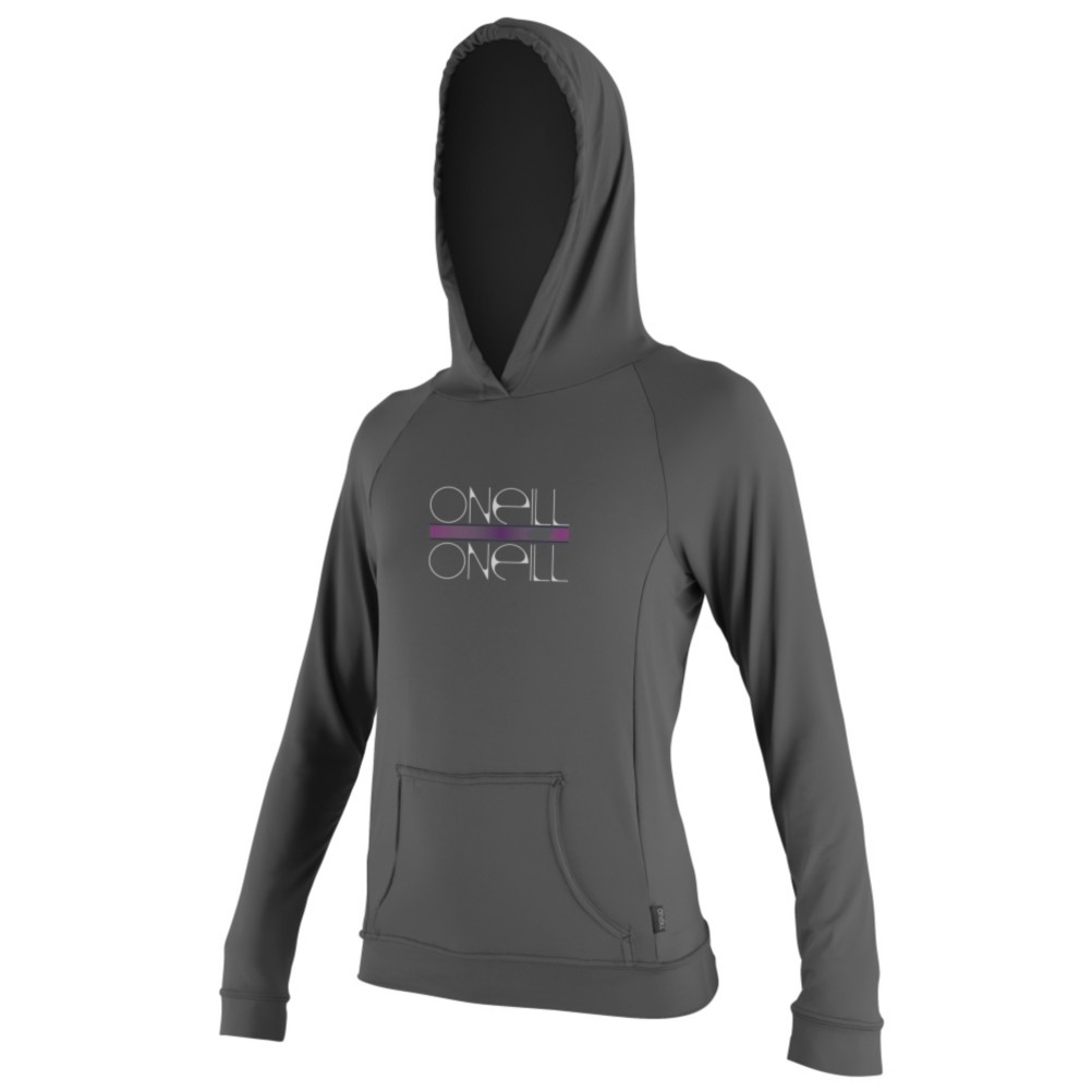 O'Neill 24/7 Tech Long Sleeve Hoodie Womens Rash Guard, Graphite, medium