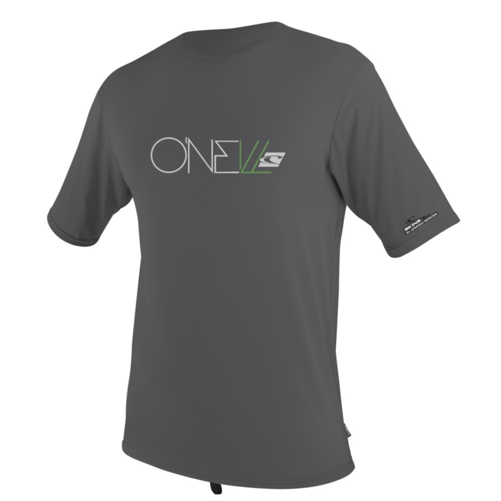 O'Neill Skins Short Sleeve Boys Rash Guard, Smoke, medium