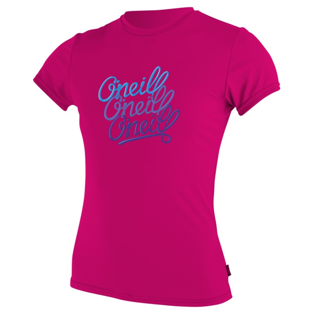 O'Neill Skins Short Sleeve Girls Rash Guard, Watermelon, medium