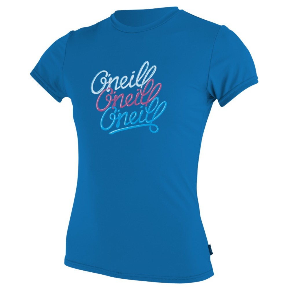 O'Neill Skins Short Sleeve Girls Rash Guard, Ruby Blue, swatch