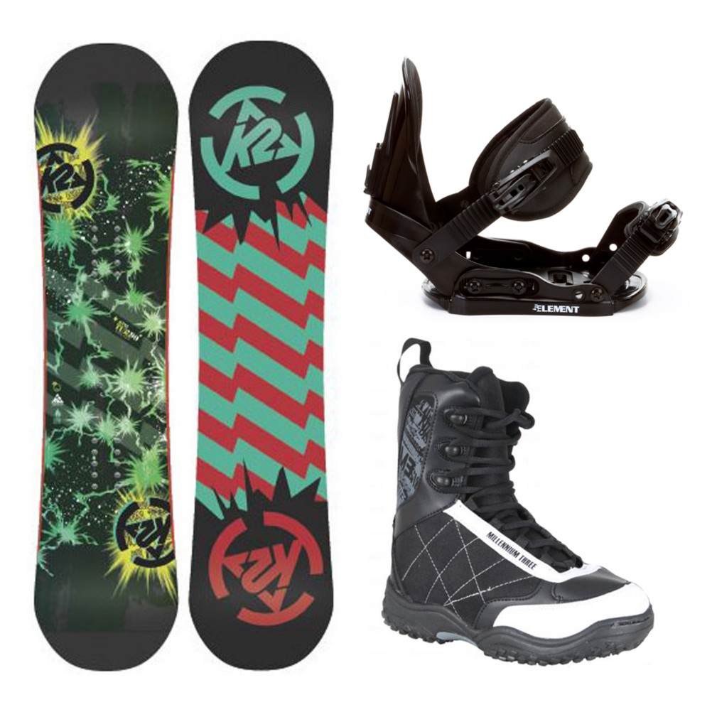 K2 Mini Turbo Stealth Militia Kids Complete Snowboard Package 2013, 100cm, medium