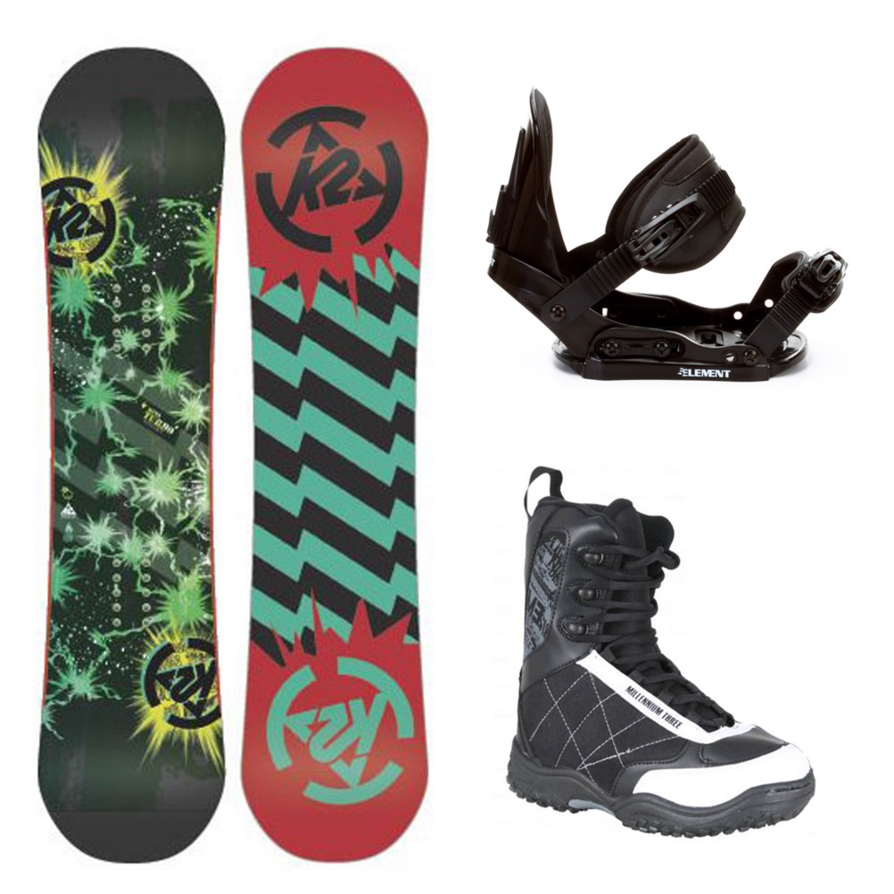 K2 Mini Turbo Stealth Militia Kids Complete Snowboard Package 2013, 110cm, swatch