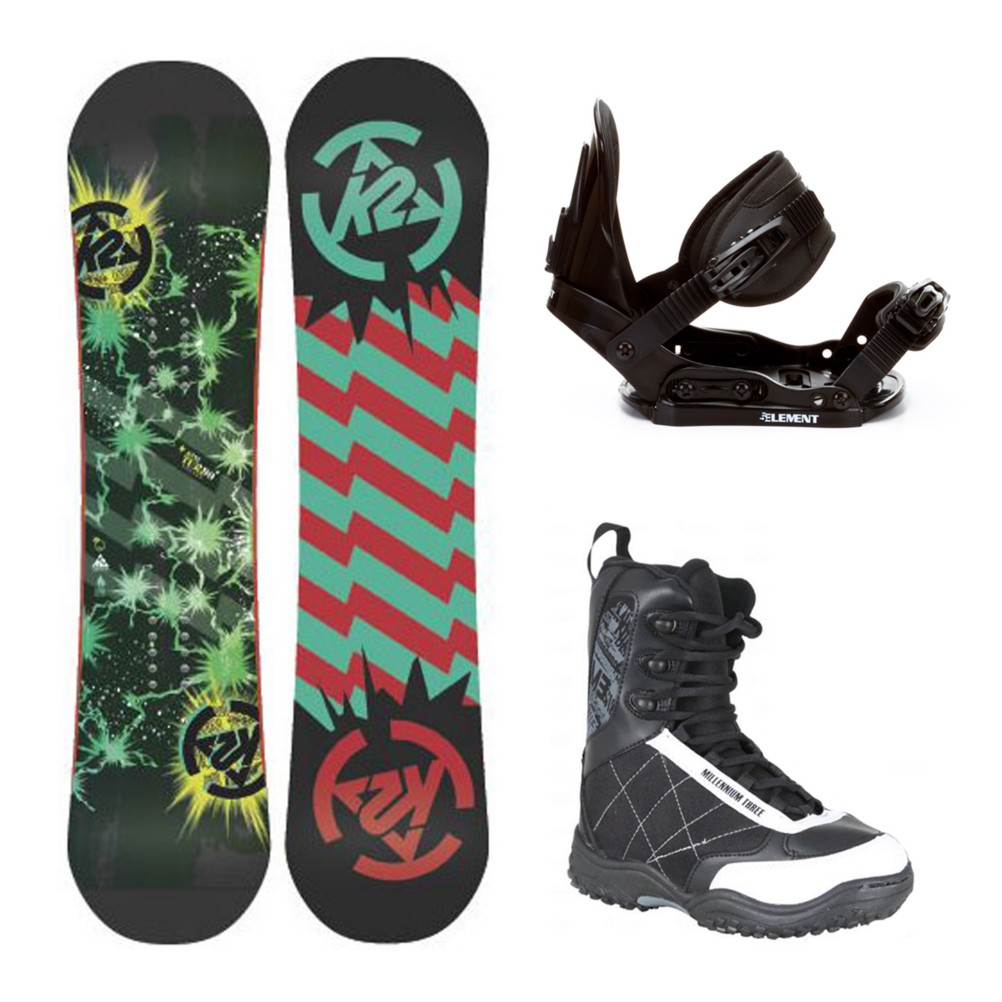 K2 Mini Turbo Stealth Militia Kids Complete Snowboard Package 2013, 120cm, swatch