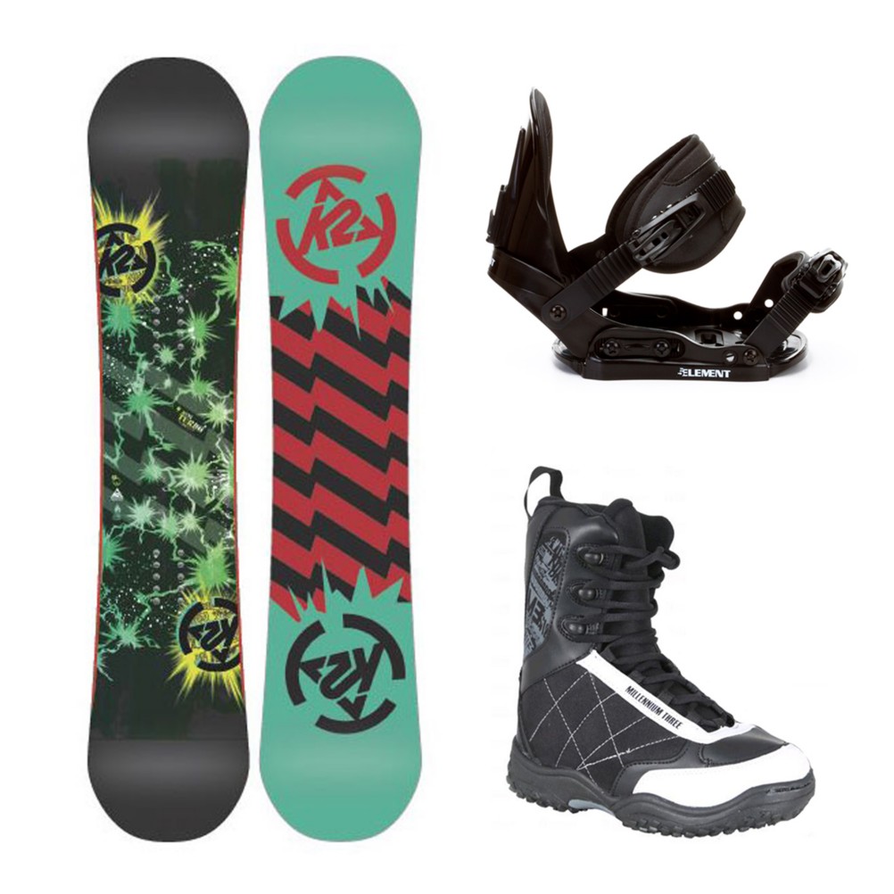 K2 Mini Turbo Stealth Militia Kids Complete Snowboard Package 2013, 130cm, swatch